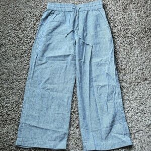 Crop linen pull on pants